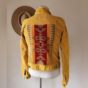 Corduroy jacket with Pendleton fabric added